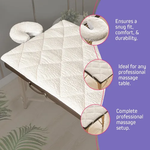 Vista 5 de Almohadilla de mesa de masaje de doble cara, funda de vellón de felpa y microfibra, cubrecolchón suave para cama de masaje y funda de spa
