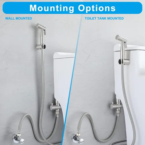 Vista 4 de Mulin Pulverizador de bidé para inodoro - Pulverizador de mano con control de presión de agua para bebé, pañal de tela, lavado femenino, acero