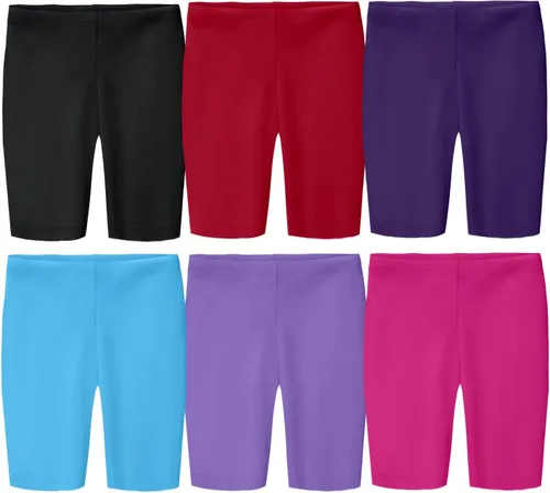 Vista 4 de Pantalones cortos largos de algodón para niñas, hechos en Estados Unidos, para jugar en la escuela y deportes Negro