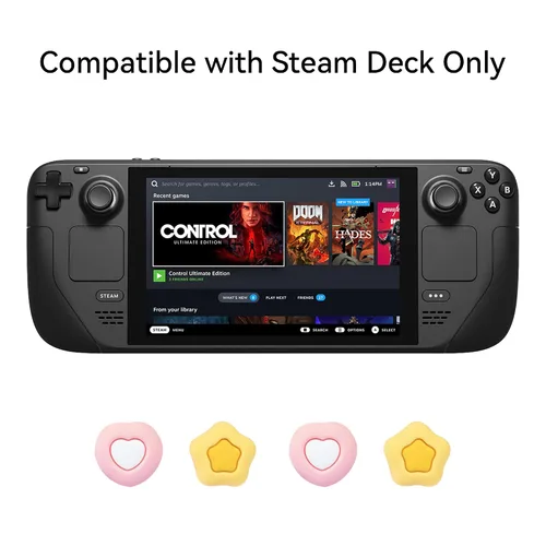 Vista 3 de GeekShare Silicone Steam Deck Thumb Grip Caps, Cute Star and Heart Shaped Joystick Cover Thumbstick Caps Compatible with Steam Deck Only, 4PCS