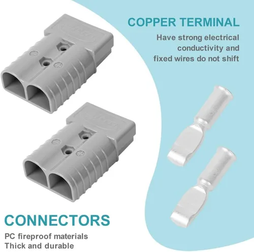 Vista 3 de Conector de batería 350A AWG 2/0 Batería de conexión rápida Conectores de alimentación modulares Desconexión rápida (gris)