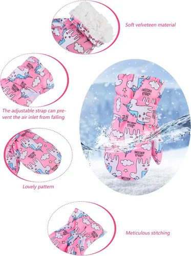 Vista 3 de SATINIOR 2 pares de manoplas impermeables para niñas, guantes de nieve para niños, guantes de esquí cálidos y gruesos para actividades al aire libre