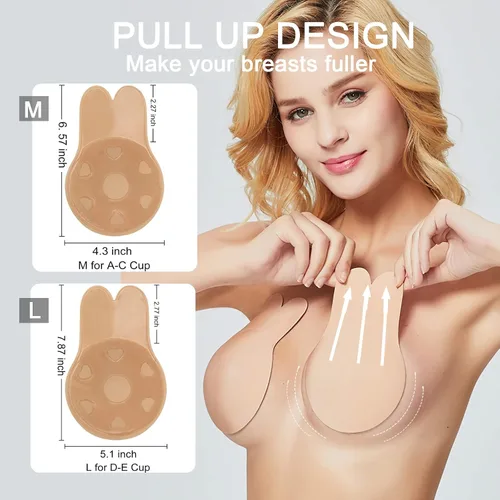 Vista 3 de 2 Pairs Sticky Bra, Backless Strapless Bra, Reusable Invisible Bra, Invisible Lift up Strapless Bra for Big Busted Women