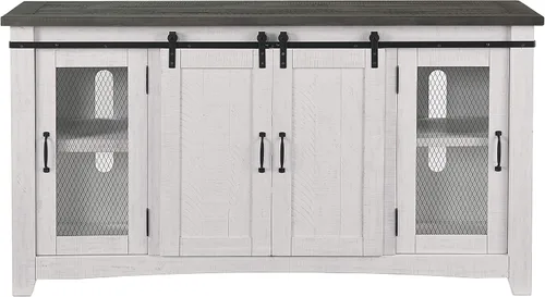 Vista 7 de Martin Svensson Home, mueble para TV Santa Fe de madera maciza, 65", negro antiguo y pino envejecido con aspecto desgastado Solid Pine, TV Stand