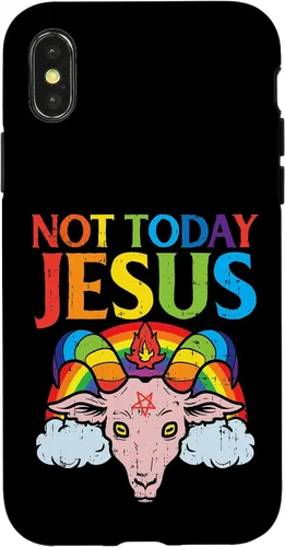 Vista 5 de Today Not Jesus Satan Goat Satanic Rainbow Satanism Gift Case for iPhone 17
