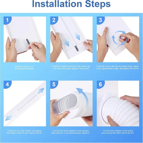 Vista 7 de Kit de ventilación portátil para ventana de aire acondicionado, kit de sellado ajustable para ventana de CA, kit de ventilación de CA para puerta