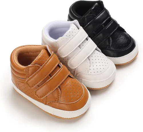 Vista 6 de E-FAK Zapatos de bebé para niños y niñas, zapatillas para bebés, suela de goma antideslizante, zapatos de cuna para primeros pasos de niños pequeños