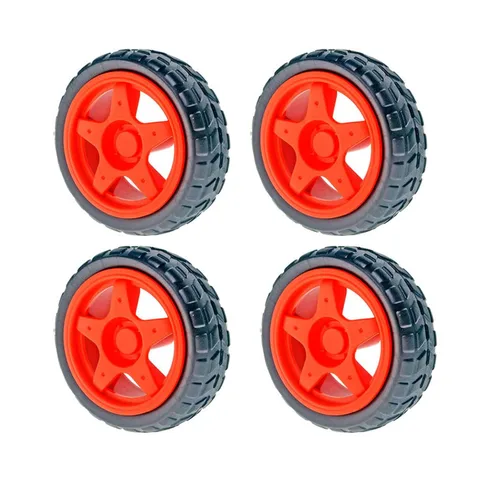 Vista 8 de 4PCS 2.559 in TT Motor Wheels Smart Car Chassis Robot Control remoto Ruedas de coche (negro)
