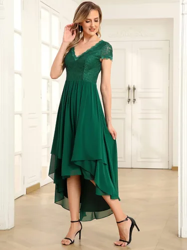 Vista 3 de Ever-Pretty Vestidos de noche de gasa para mujer con cuello en V profundo y corte acampanado para mujer 0139A