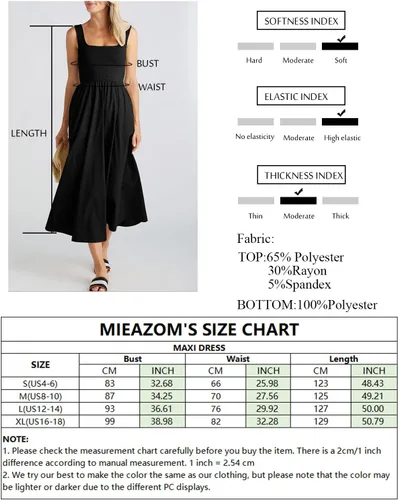Vista 6 de MIEAZOM Vestido largo de verano para mujer, sin mangas, con vuelo, casual, holgado, con bolsillos