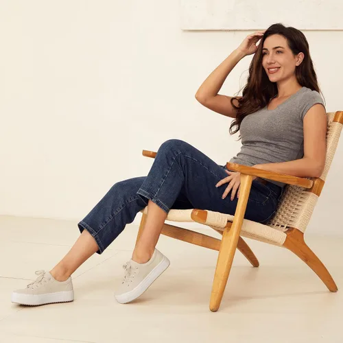 Vista 3 de JABASIC Zapatos deportivos de plataforma transpirables con cordones para mujer