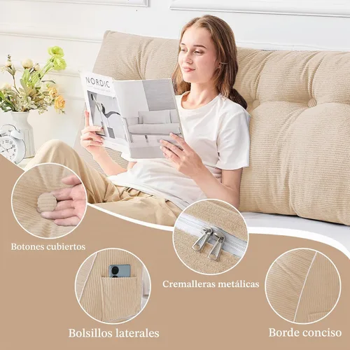 Vista 3 de Sasttie Almohada de cabecera tamaño King, almohada de cuña para sentarse en la cama, cojín triangular con soporte de respaldo para leer, incluye