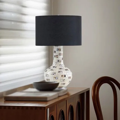 Vista 5 de BGGJJ Lamp for Desk Simple Retro Shell Table Lamp Living Room Bedroom Bedside Study Decorative Table Lamp Desk Lamps for Home Office