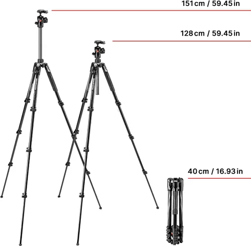 Vista 2 de Viitech Imaging Manfrotto Trípode, Befree Advanced Aluminum, kit de trípode con bloqueo de palanca de cabeza libre de 4 niveles, negro, MKBFRLA4BK-BH