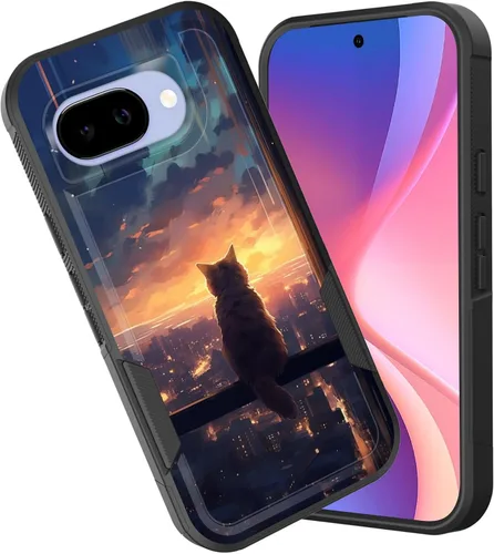 Vista 82 de Funda para Pixel 6A, funda híbrida de doble capa resistente a prueba de golpes de policarbonato duro de silicona suave TPU para Google Pixel 6A