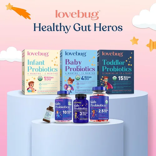 Vista 8 de LOVEBUG Polvo probiótico para niños con fibra prebiótica – Apoyo inmunitario y alivio del estreñimiento – Probióticos orgánicos USDA para la salud