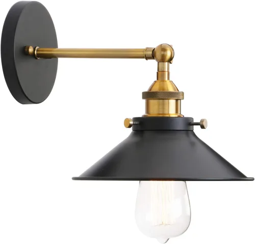 Vista 11 de PERMO - Iluminación de pared industrial vintage en metal, apliques de pared en níquel cepillado, lámpara de pared ajustable de 180 grados