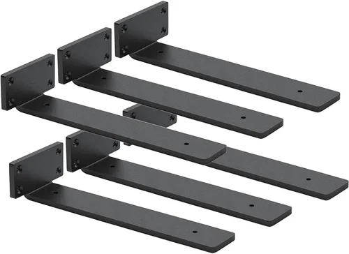 Vista 9 de Paquete de 4 soportes de estante flotantes de 4 pulgadas, soporte de estante oculto de 1/5 pulgadas de grosor, soportes de metal de hierro