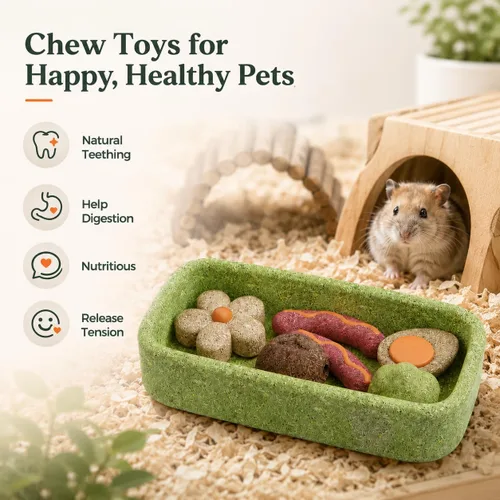 Vista 3 de Hamster Chew Toys, Edible Guinea Pig Toys 3-in-1 Set, 7 Pieces