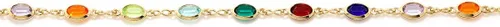 Vista 2 de Tobillera pulsera de latón bañado en oro y cristal, multicolor de 10 pulgadas
