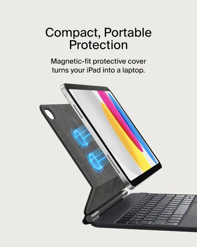 Vista 3 de Funda de teclado Belkin Pro con soporte magnético, teclado Bluetooth retroiluminado, controles multi-gestuales, compatibilidad de almacenamiento