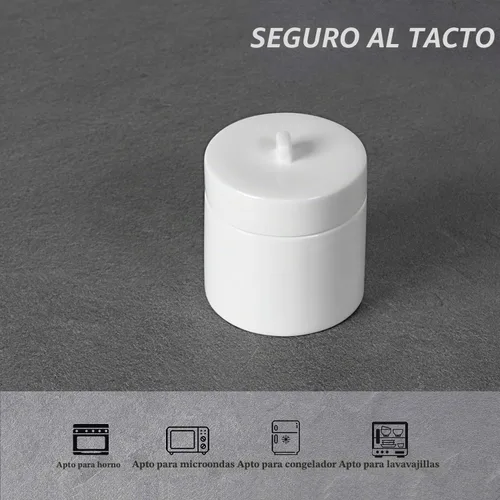 Vista 3 de LEETOYI Organizador de hisopos de algodón de cerámica con tapa, recipientes de almacenamiento para hisopos, bolas de algodón, esponjas