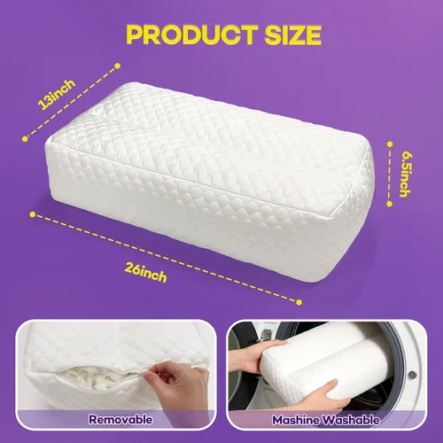 Vista 4 de Almohada de rodilla de espuma viscoelástica triturada para dormir de lado, almohada de apoyo para dormir de lado, alivia el dolor de cadera, espalda