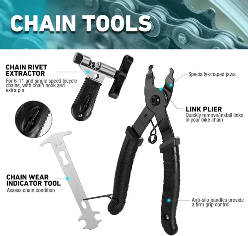 Vista 2 de DURATECH Juego de 41 piezas de herramientas para reparación de bicicletas, kit completo de herramientas para bicicletas con caja de almacenamiento