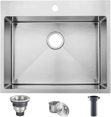 Vista 19 de SHACO Fregadero de barra de 15 x 15 pulgadas, fregadero de cocina pequeño de acero inoxidable de 15 pulgadas, fregadero de cocina pequeño de un solo