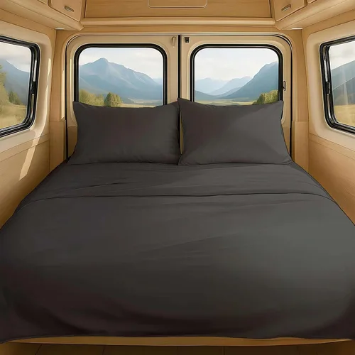 Vista 70 de NON Sticky cotton Juego de sábanas cortas de algodón egipcio de alta calidad para caravana, 4 piezas, bolsillo profundo de 12 pulgadas, suave, fácil