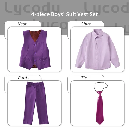 Vista 39 de Conjunto de chaleco para niños, trajes formales, trajes de boda, ropa de vestir