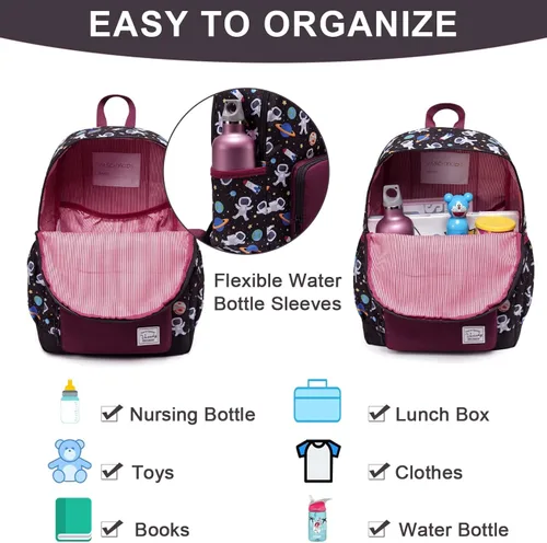 Vista 3 de VASCHY - Mochila preescolar para niños y niñas liviana resistente al agua con correa en el pecho