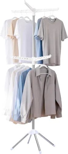 Vista 15 de Beaudaily Tendedero de secado de ropa, plegable, estante de secado de ropa interior de 59 pulgadas con 3 brazos giratorios, acero inoxidable Negro +