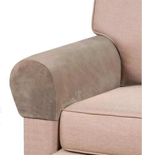 Vista 7 de Paquete de 2 fundas elásticas de terciopelo para reposabrazos, fundas antideslizantes para sofá, protectores elásticos suaves para sala de estar