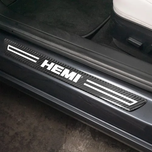Vista 2 de iPick Image Para HEMI Logo Negro Real Fibra de Carbono Universal Protector de Paso Protector de Escalón Placas un Conjunto de 4
