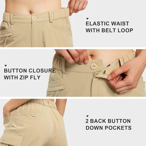 Vista 5 de Pantalones cargo para mujer, holgados, casuales, de algodón, tácticos, militares, militares, con 7 bolsillos