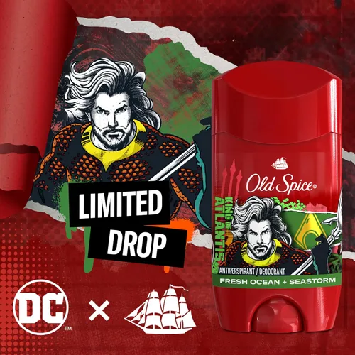 Vista 9 de Old Spice Paquete de gel de baño + desodorante antitranspirante, Aquaman King of Atlantis, frescura 24/7, Smell Like a Hero, Fresh Ocean + Seastorm