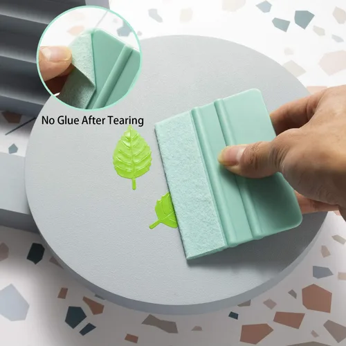 Vista 5 de Dorhui Herramientas de raspador de vinilo para manualidades, herramientas de vinilo con raspador de vinilo color menta, borde de fieltro