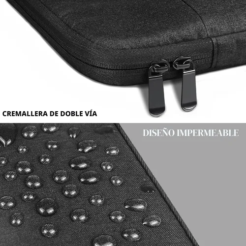 Vista 2 de Funda para portátil de 13 pulgadas, resistente al agua, con asa, a prueba de golpes, bolsa protectora para laptop compatible con MacBook Air Negro