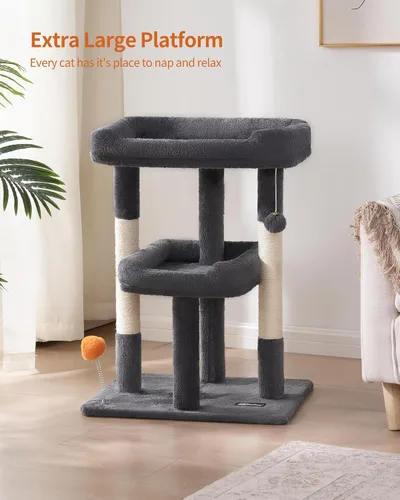Vista 3 de FourFurPets Árbol para gatos de 27.6 pulgadas, torre para gatos de interior, condominio para gatos grandes, árbol pequeño para gatos con poste