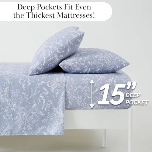 Vista 276 de Southshore Fine Living, Inc. Colección Winter Brush, juego de sábanas de 3 piezas para cama individual, sábana bajera con bolsillo profundo de 14
