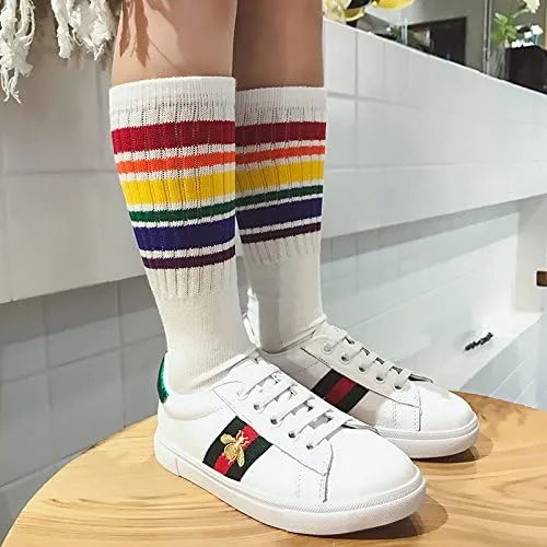 Vista 4 de Xiyadun Calcetines deportivos unisex de algodón para niños pequeños y niños pequeños (0-7 años), Arcoiris (Rainbow)
