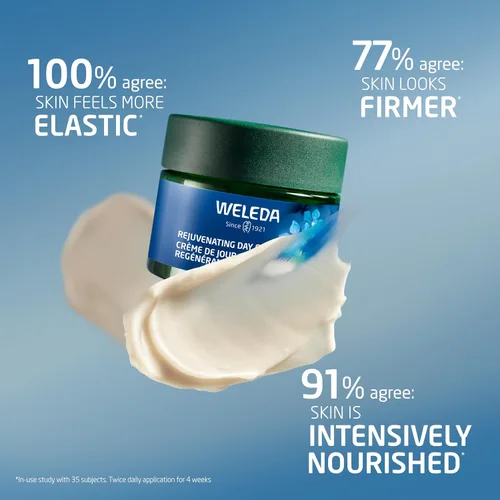 Vista 6 de Weleda Crema de día rejuvenecedora para el cuidado facial, 1.3 onzas líquidas, hidratante rico en plantas con genciana azul y Edelweiss