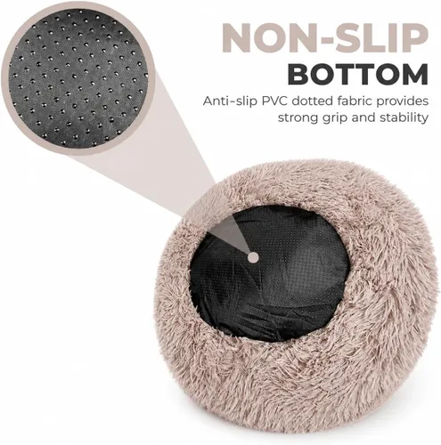 Vista 4 de Whiskers & Friends Cama para Gatos, Camas para Gatos de Interior Lavables, Cama Ortopédica Suave Esponjosa Redonda Calmante para Mascotas