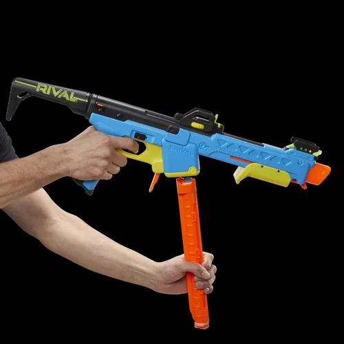 Vista 5 de Nerf Rival Pathfinder XXII-1200 Blaster, Sistema Rival Más Preciso, Mira Ajustable, Cargador de 12 Balas, 12 Nerf Rival Accu-Rounds
