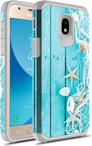 Vista 8 de Compatible con Samsung Galaxy J7, funda híbrida gráfica colorida armadura para SM-J737 (mandala colorido)