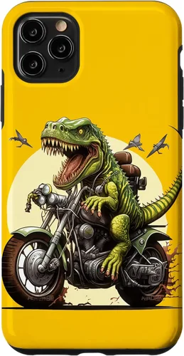 Vista 13 de Funda para iPhone 16 T-Rex Dinosaur Riding a Motorcycle