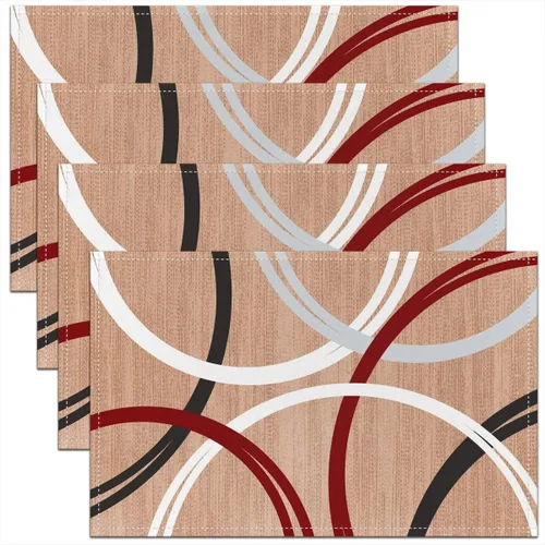 Vista 27 de Modern Circles - Juego de 4 manteles individuales de 12 x 18 pulgadas, patrón geométrico abstracto, decorativo, para niños, adolescentes y adultos