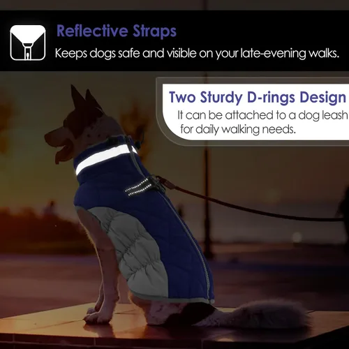 Vista 6 de AOFITEE Abrigo para perro, chaquetas cálidas para perros pequeños, abrigo de invierno para perros con arnés integrado, chaqueta de invierno