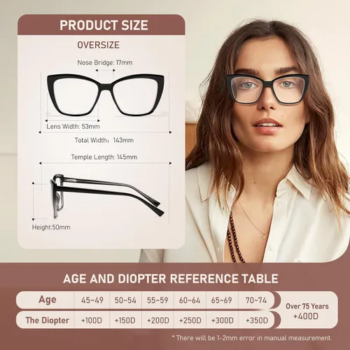 Vista 4 de Gafas de lectura de gran tamaño para mujer, ojo de gato, luz azul, lector de computadora, elegante, irrompible, moda grande, PT2001A